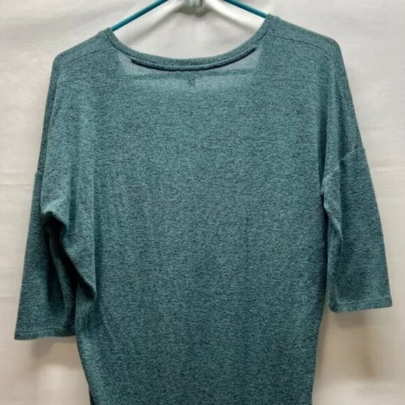 Express Ladies XS 3/4 Sleeve Rayon Blend Tunic Heathered Forest Green Soft Knit - Picture 7 of 11